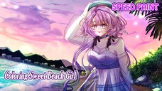 Coloring Sweet Beach Girl