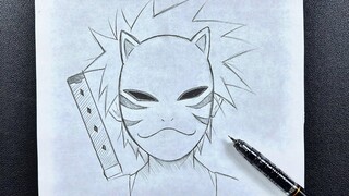 Anime sketch | how to draw kakashi anbu step-by-step