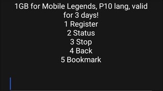 TM 1GB For Mobile Legends P10 Valid For 3Days With Psiphon Pro