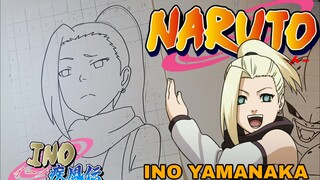 menggambar karakter cewe di anime naruto INO YAMATAKA