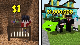 ถ้าเกิด!! บ้านลูกคนรวย $1,000,000 เหรียญ VS บ้านลูกคนจน $1 เหรียญ - (มายคราฟ)