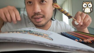 ASMR Twister Lollipop & Coloring Owl 🦉 + Jungle Sounds 🌴🌿🌳