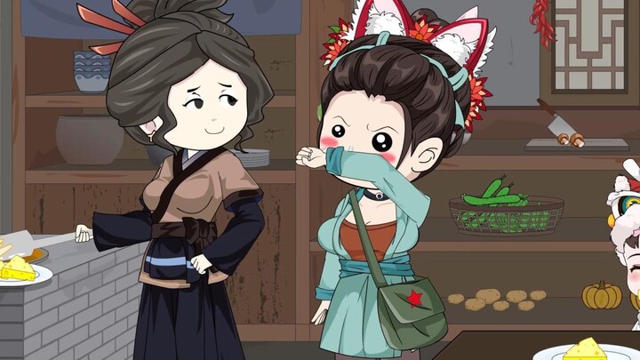 ชู่ได่และลูกๆ ของเขาเกาะติดครัวเพื่อขออาหาร