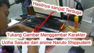 Tukang Gambar Menggambar Karakter Uciha Sasuke dari anime Naruto Shippudent