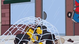 The Simpsons: Rohmer bitten by a poisonous spider, turns into Spider-Man to save the world