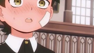Anya is crying while Damian is blushing