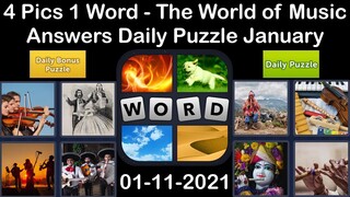 4 Pics 1 Word - The World of Music - 11 January 2021 - Answer Daily Puzzle + Daily Bonus Puzzle