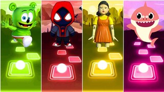 Squid Game vs Baby Shark vs Gummy Bear vs Spiderman ||| Tiles hop EDM Rush!