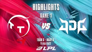 TT vs JDG | Highlights - Game 1 | Tuần 8 Ngày 5 | LPL Mùa Xuân 2022