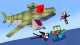 Monster School : FUNNY HUNGRY SHARK ATTACK | TRAIN SCHOOL - Minecraft Animation