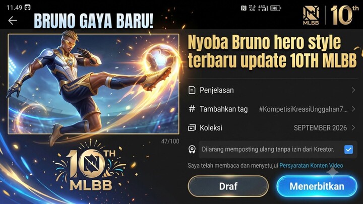 Nyoba Bruno hero style terbaru update 10TH MLBB