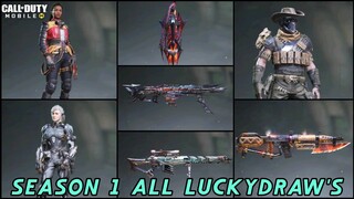 ALL SEASON 1 LUCKYDRAW'S | MYTHIC KILO 141 | LEGENDARY MOLOTOV  | EPIC URBAN TRACKER SKIN