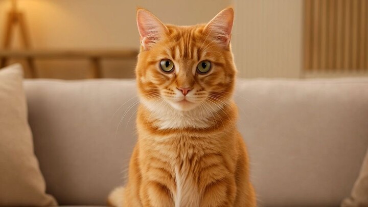 A ginger cat eats khinkali