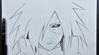 How to draw madara uchiha step-by-step