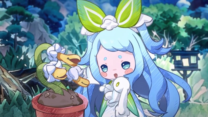 The sleepy chime and snowy shadows coax the little flower to bloom! And out pops a plant… Haha! So i