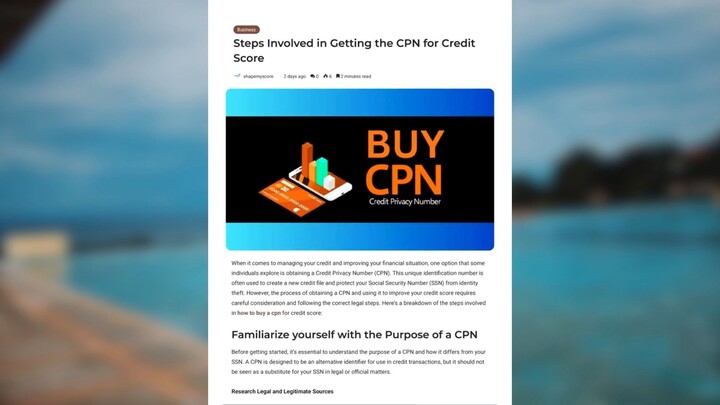 Steps Involved in Getting the CPN for Credit Score
