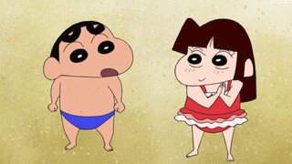 Hot summer and cute little Ai running on the beach! Crayon Shin-chan