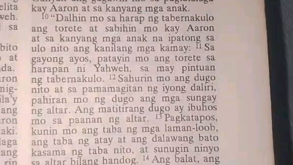 Pang Araw Araw na Talata.     Exodus 29:10-14