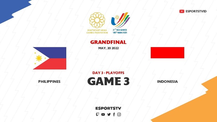 Indonesia vs Philippines GAME 3 FINAL Sea Games 2021 MLBB | INA vs PHI ESPORTSTV