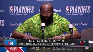 James Harden on loss Heat: "We had plenty of opportunities. I think we played a pretty solid game."