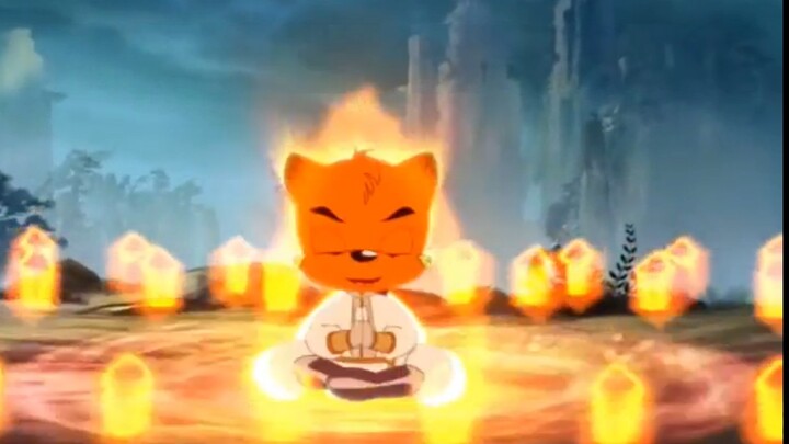 The thirteenth level of Fire Dance Whirlwind is complete! Rainbow Cat: "Blue Rabbit, I succeeded!"