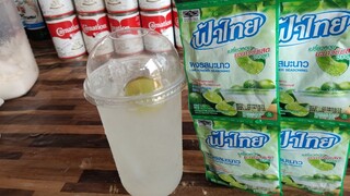 วิธีชงน้ำมะนาว จากผงมะนาว แก้ว22ออนขาย25บาท สะดวก หอม อร่อย