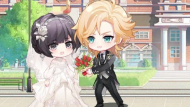 Hình động nhỏ khi bạn trong trang phục cưới chạm mặt họ