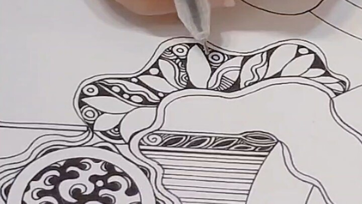 海浪型禅绕图 Zentangle - Wave pattern  #zentangle #learntodraw #creativehealing #禅绕画 #疗愈绘画 #初学禅绕图