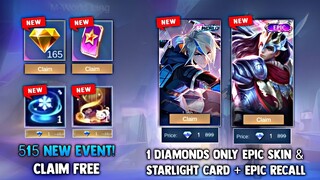 1 DIAMONDS ONLY STARLIGHT CARD AND EPIC SKIN & EPIC RECALL! (CLAIM FREE!) | MOBILE LEGENDS 2022