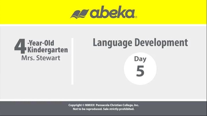 Abeka K4: Day 005 -  Activities (Language Development)