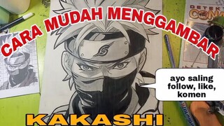 cara mudah menggambar anime Kakashi