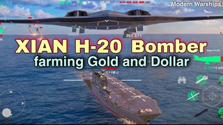 Modern Warships: XIAN H-20 Bomber in farming Gold and Dollar gameplay.