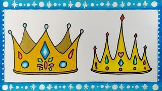 Cara menggambar mahkota || Belajar menggambar dan mewarnai dengan crayon