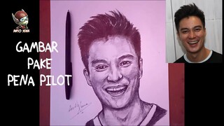 Menggambar Baim wong dengan pena pilot