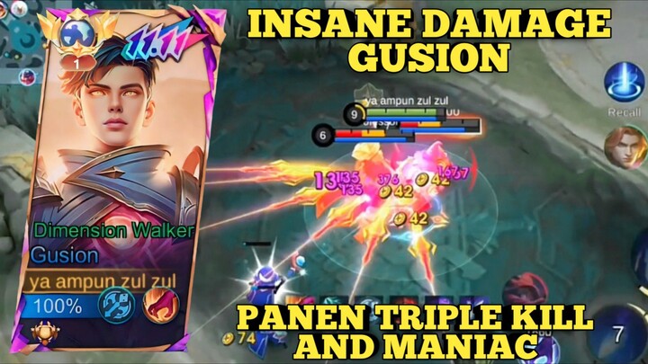 INSANE DAMAGE GUSION, PANEN TRIPLE KILL AND MANIAC