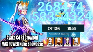 Ayaka C4 R1 Crowned 316% Crit DMG MAX POWER Nuke Showcase - Best Choice Nuke DPS