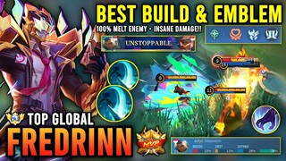 MELT ENEMY!! FREDRINN BEST BUILD & EMBLEM 2023 | TOP GLOBAL FREDRINN GAMEPLAY - MOBILE LEGENDS