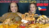 ADOBONG PUSIT AT TILAPIA MUKBANG | LUTONG PINOY | FILIPINO FOOD MUKBANG PHILIPPINES