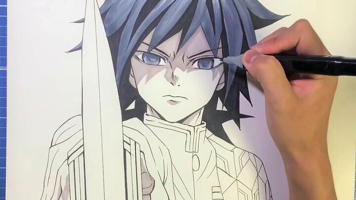 Lukisan potret Tsuyuri Kyojuro dari Kimetsu no Yaiba yang sangat realistis dalam waktu singkat!!