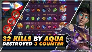 32 Kills by BLCK Aqua, Insane Fanny Destroys 3 Counter Heroes of Thailand🚫 | Mobile Legends