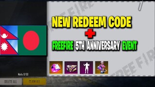 New Redeem Code + FreeFire 5th Anniversary Free Rewards 😍