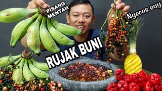 MAKAN BUAH SEGAR BUNI HUNI + SAMBAL PEDAS + PISANG MENTAH + NANAS MUDA + JAMBU AIR MERAH NGERUJAK