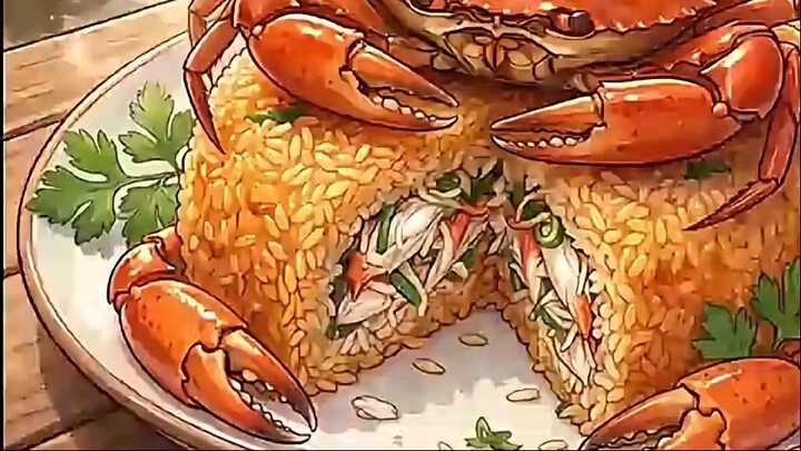 🦀 Giant Crab Sticky Rice   Cozy Village Cooking