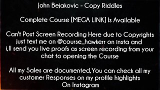 John Bejakovic Course Copy Riddles Download