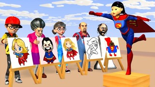 Scary Teacher 3D vs Squid Game Help Nick Draw SuperGirl Squid Game Doll 5 Times Challenge