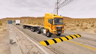 Flatbed Truck Mcqueen  _ Transportation with Truck - Pothole vs Car _459 - BeamN