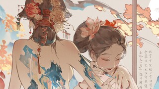 水墨画图春淡淡，莺花庭院日迟迟