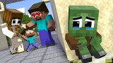 Monster School : The Father Favors Baby Herobrine over Poor Baby Zombie - Minecraft Animation