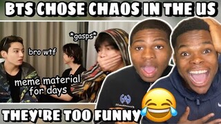 BTS Chose Chaos in the US REACTION!! (BTS Funny Moments Reaction)