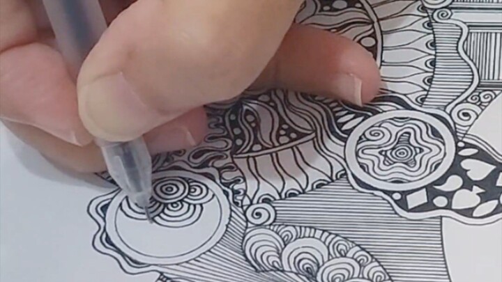 Zentangle - Circle pattern 圆形禅绕图 #zentangle #learntodraw #creativehealing #handcraft #禅绕画 #绘画治愈 #手绘